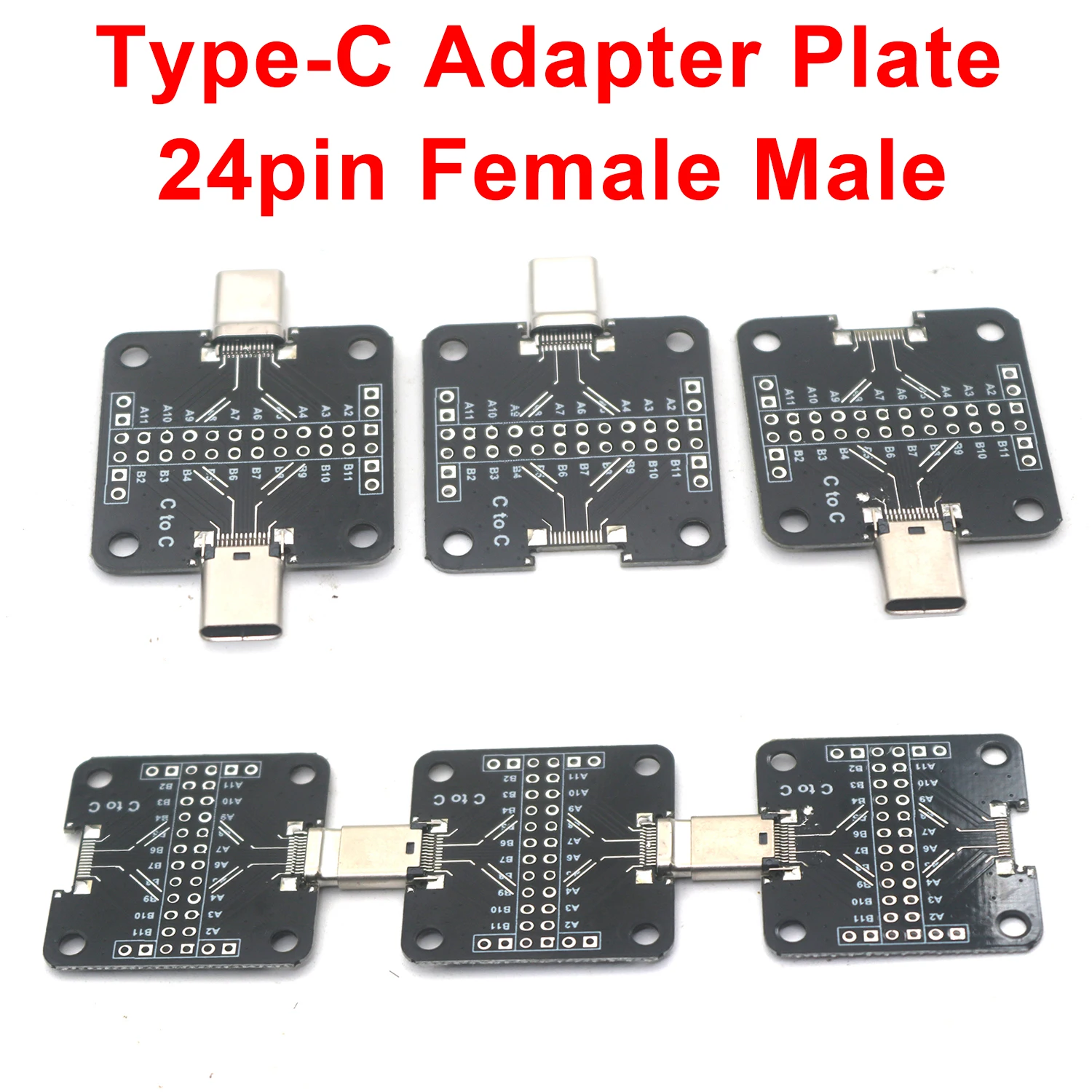 Type-C USB 24pin Female Male Connector USB 3.1 Detection Test Board 24P Converter USB Data Cable Adapter Plate PCB Board 2.54MM