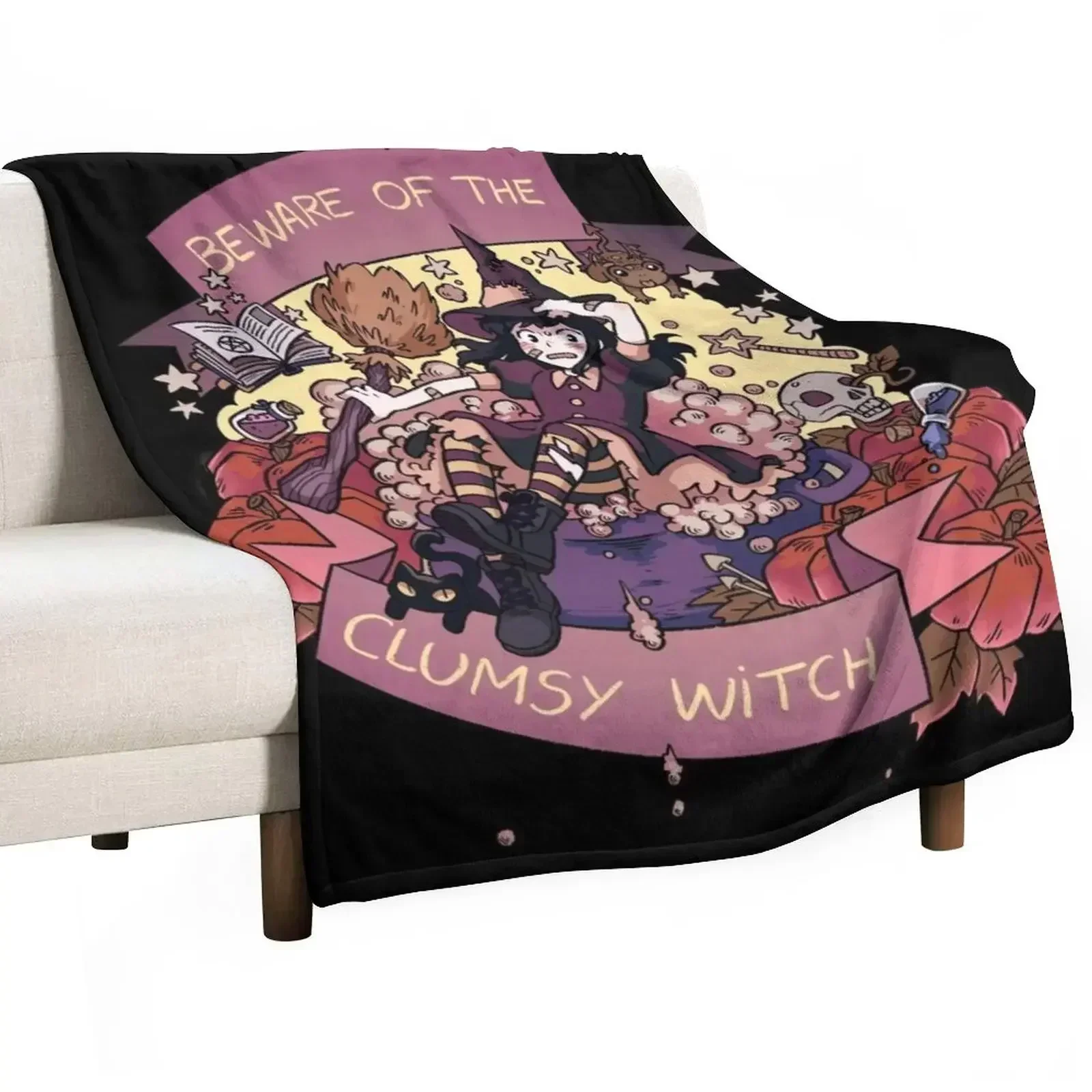 

Beware of the Clumsy Witch Throw Blanket Blankets For Baby Sofa For Baby For Decorative Sofa Blankets