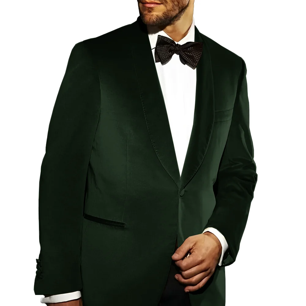 Chaqueta de terciopelo dorado, chal con solapa, traje para hombre, esmoquin ajustado, traje Formal para novio, traje para cena de graduación, abrigo de una pieza hecho a medida