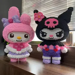 Bloques de construcción de Hello Kitty de gran tamaño, melodía, Kuromi, rompecabezas, regalo para niñas, decoración de escritorio, decoración del hogar