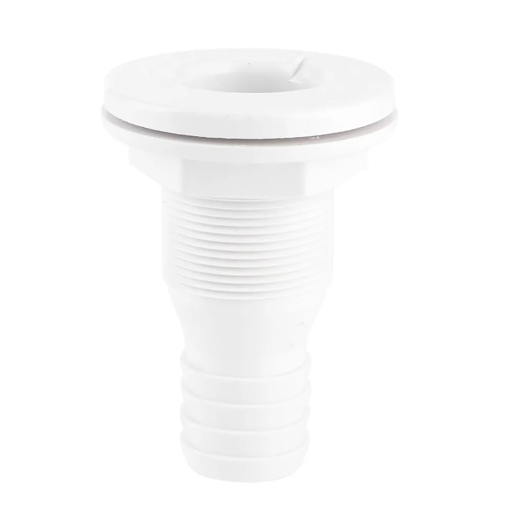 Multi-size Boat Through Hull Connector ABS Plastic White Thru Hull Fitting Straight Through Black Drain Outlet Boats