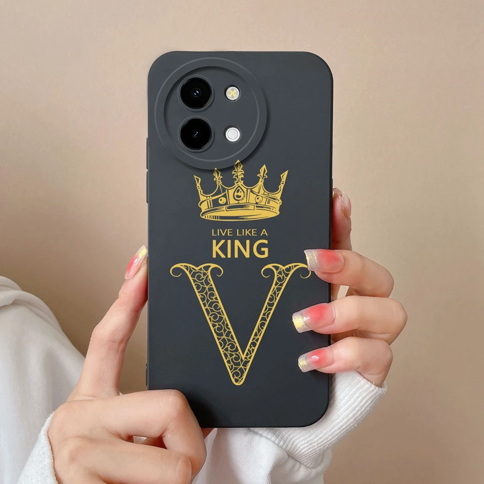 Cases Cover For Vivo Y38 6.68 inches Phone Bags Fashion Crown Letters Screen Protector Silicone Soft Housing For Vivo Y38 Fundas