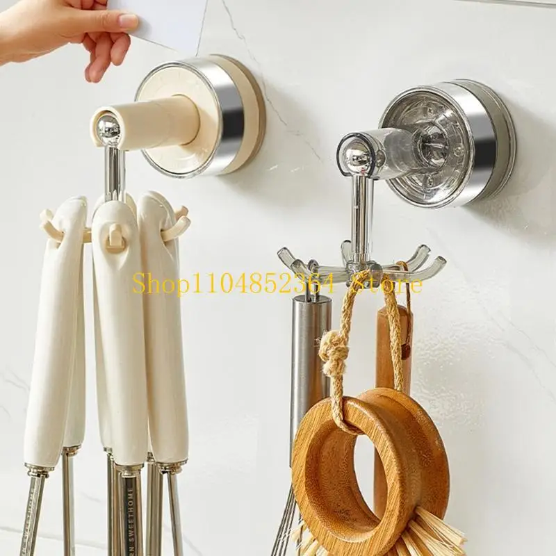 

652F Strong Plastic Rotating Holders Full Turn Design Multipurpose Suction Holder for Hanging Utensils Towels Bath Items