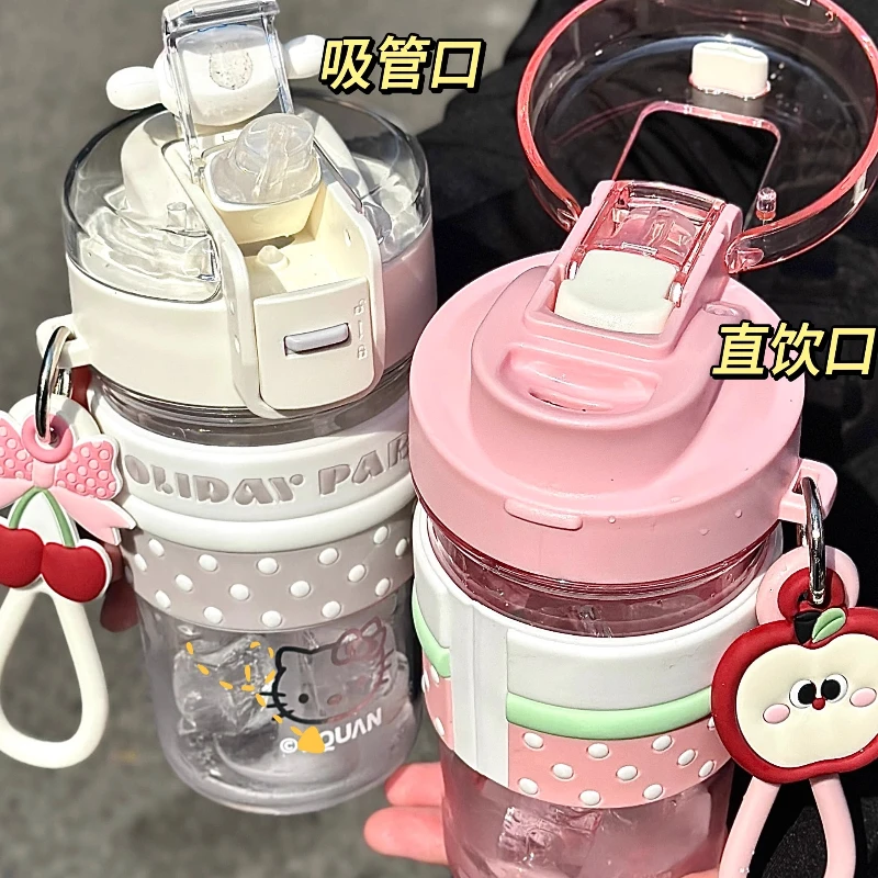 

Simple water cup for girls 2025 new student portable cute polka dot tritan straw cup summer office