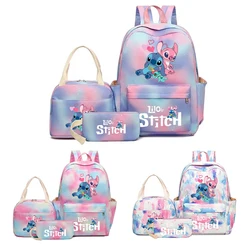 Stitch Large Capacity Backpack Set, Cartoon Anime Schoolbag, Kids Girl Travel Commute Knapsack With Lunch Bag And Pencil bag