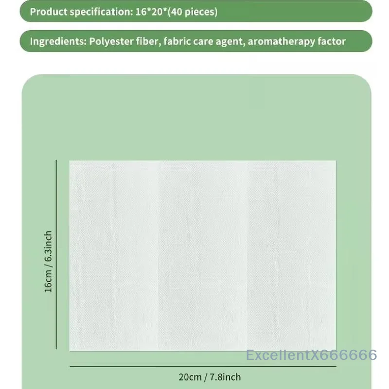 40 Counts Fabric Softening Fragrance Sheets Long Lasting Fresh Scent Anti Static for Home Laundry Dryer Use