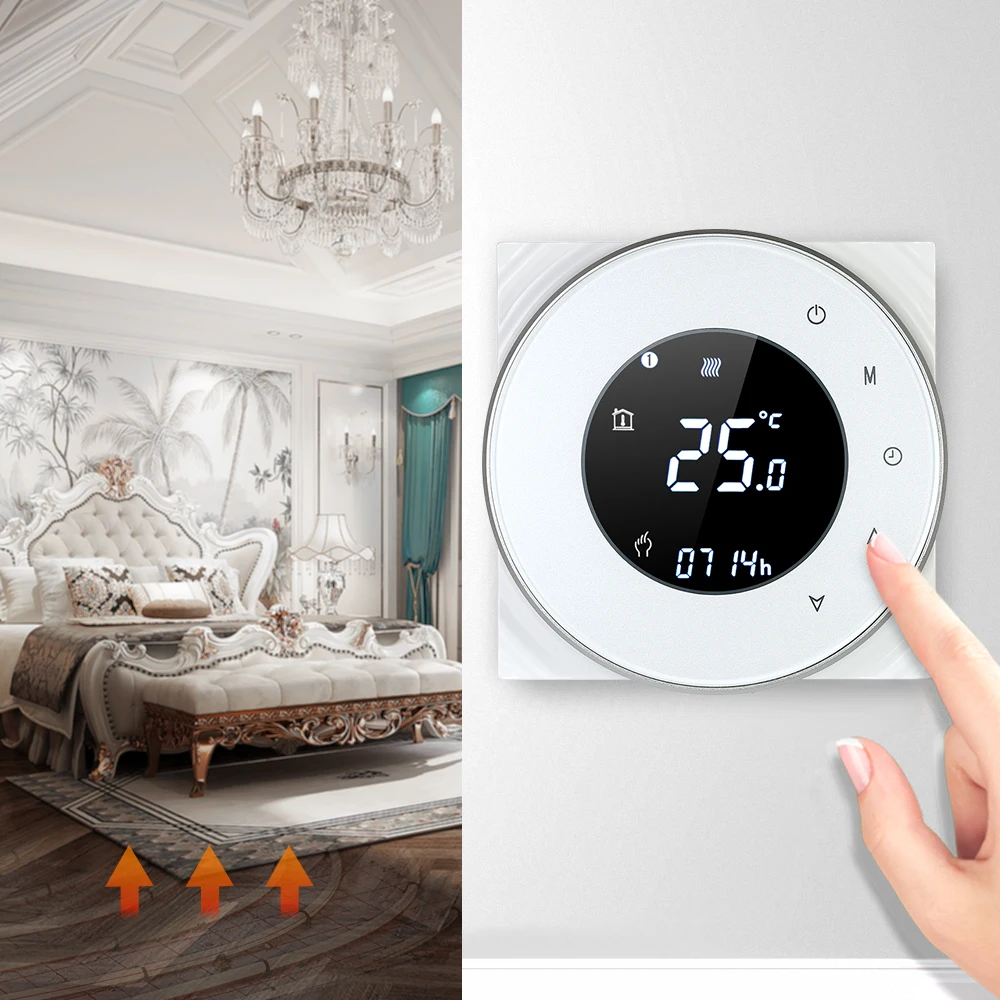Controlador de calefacción de agua programable 5A, regulador de temperatura, termostato, pantalla táctil LCD con retroiluminación, función de Control por voz