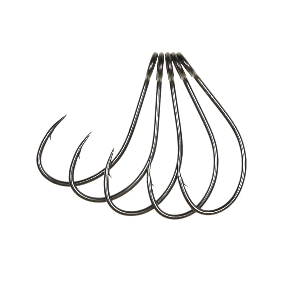 30 Stück Angelhaken mit großem Auge, Hartstahl-Köderhaken mit Widerhaken zum Fliegenfischen, Löffelköder, Stream-Spinner-Haken mit Rohrgriff – Detail 5
