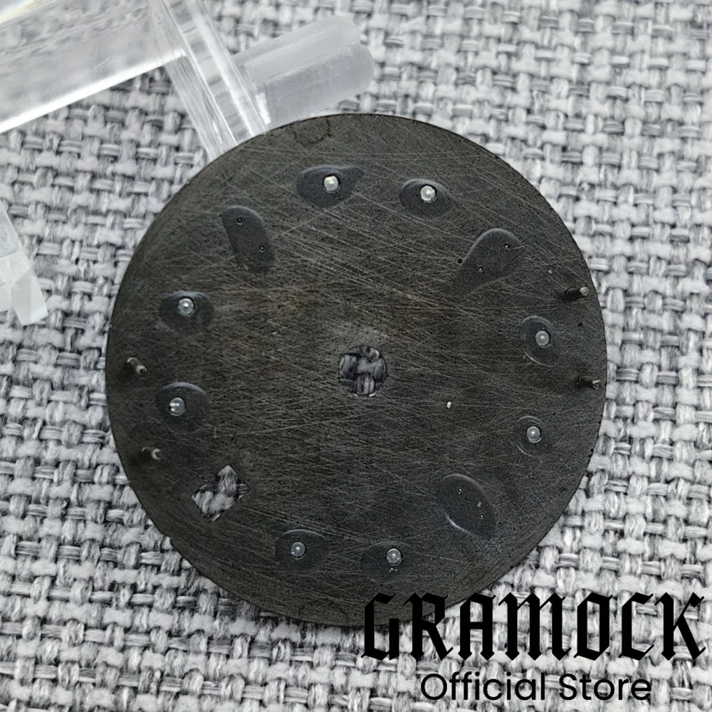 Gramock New 29mm Frosted Watch Dial Black Dial Yellow GMT Text Black Gold Rose Edge Fit NH34 Movement C3 Green Luminous