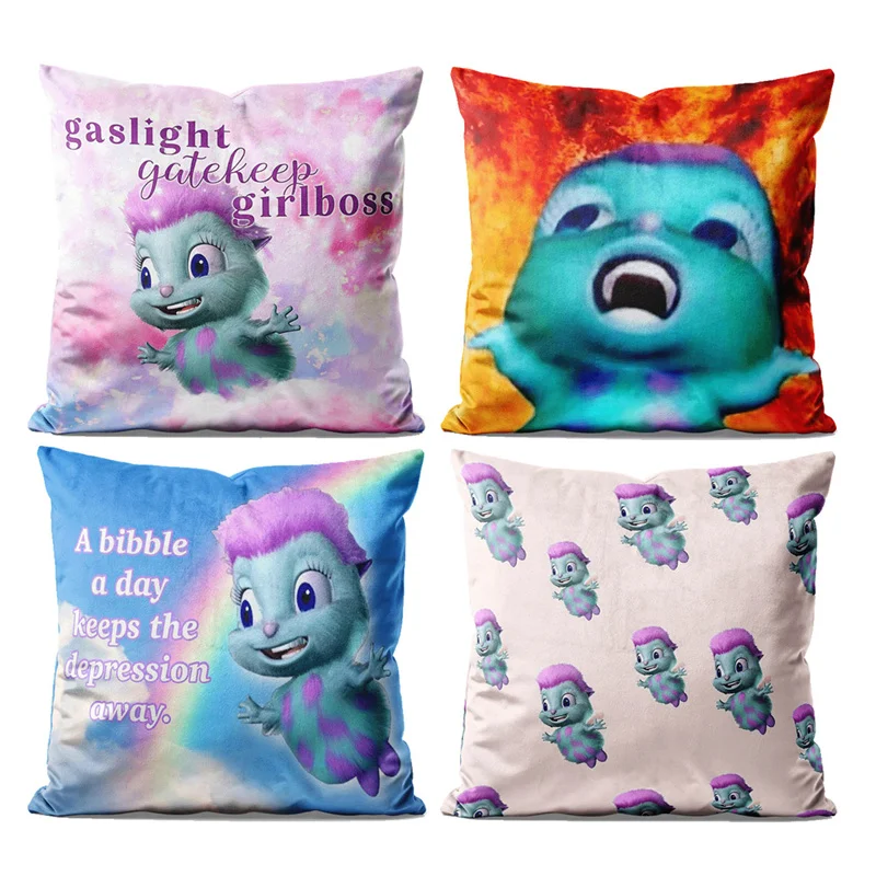 Gaslight Gatekeep Girlboss Set of 4 Bibble Beliefs Happiness Throw Pillow Cushion Covers Cases Pillowcases 45cm x 45cm