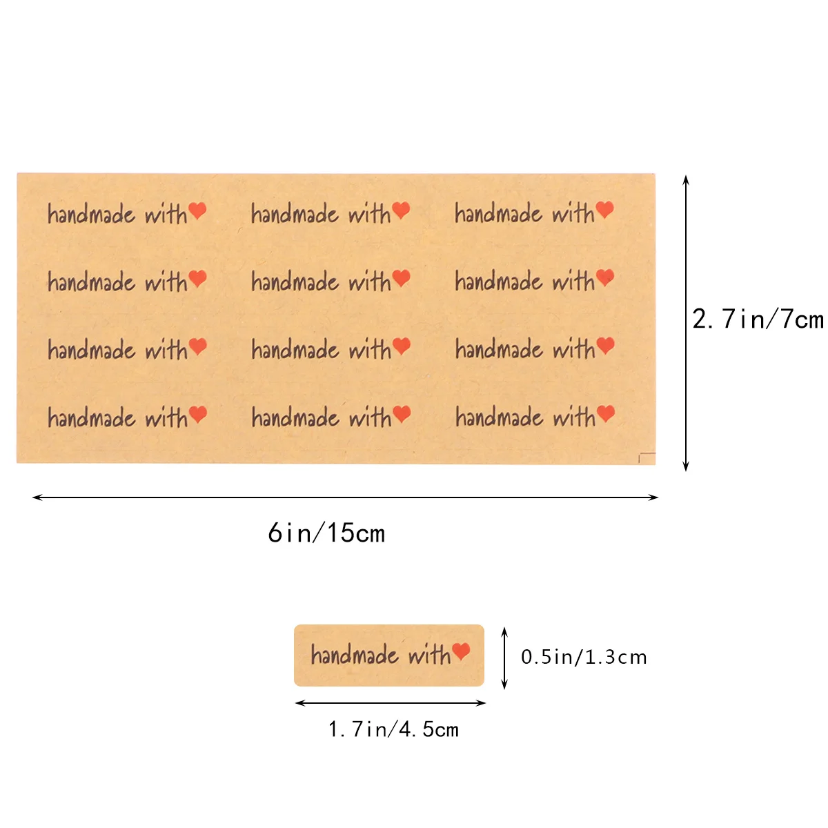 240pcs 20 Sheets Handmade With Love Heart Stickers Kraft Sealing Labels For Envelopes Gifts Packaging Diy Stationery File Folder