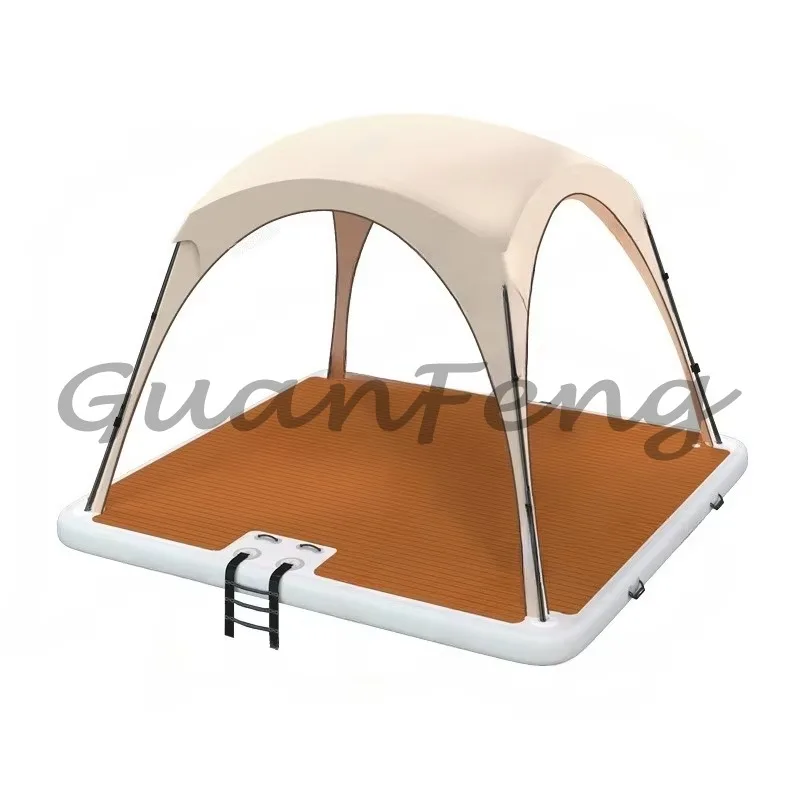 Outdoor Inflatable Floating Platform with Tent Awning, Sea Water Floating Bed,  Fishing Floating Dock for Camping Fishing