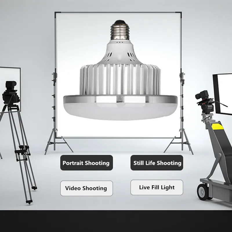 Bombillas LED de iluminación fotográfica, lámpara Base E27 con Control remoto, luz diurna regulable para estudio fotográfico, Softbox, 65W