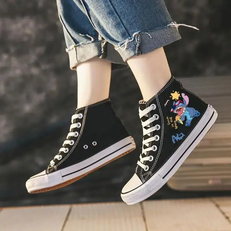 حذاء ديزني ستيتش للأولاد والبنات كاجوال رياضي كارتوني لطيف وشخصية إبداعية خفيفة الوزن وغير قابلة للانزلاق ونعل ناعم عالي من القماش