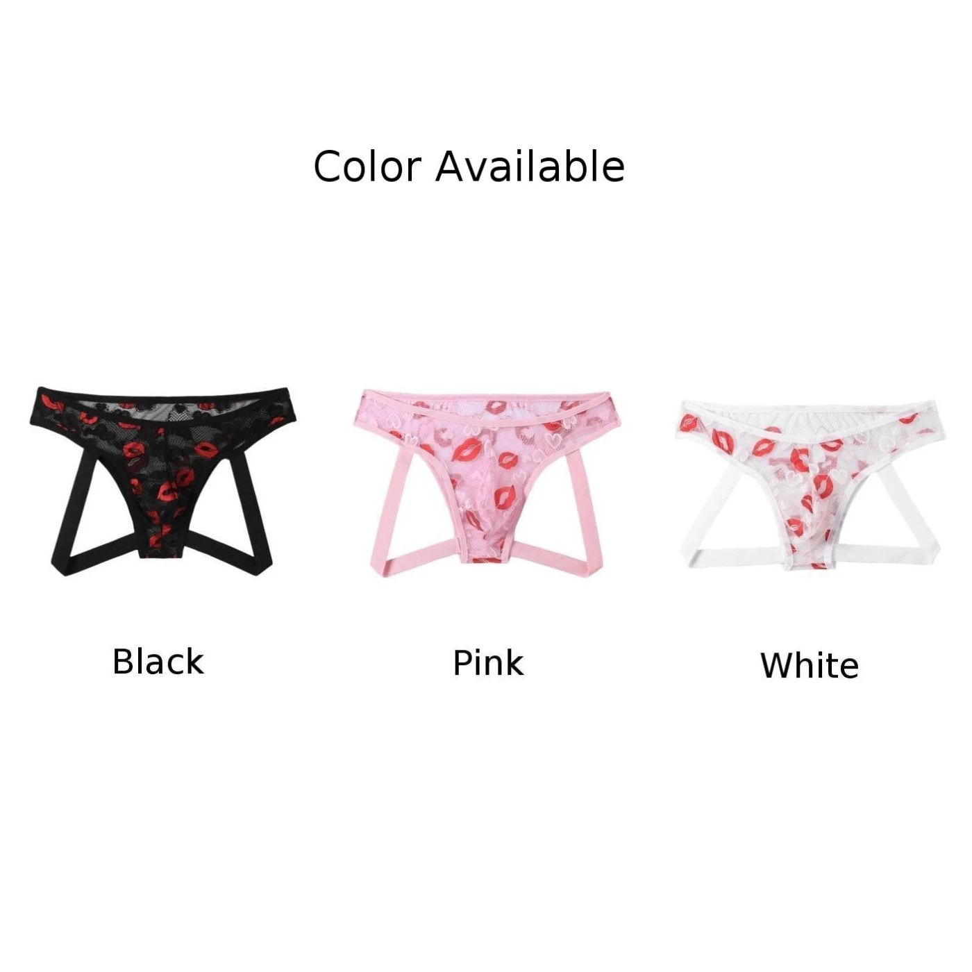 

Men Sexy Mesh Sheer Strap Bulge Pouch Briefs Low Rise Printed Underwear Gay Sissy Panties Erotic Lingerie Jock Straps Underpants