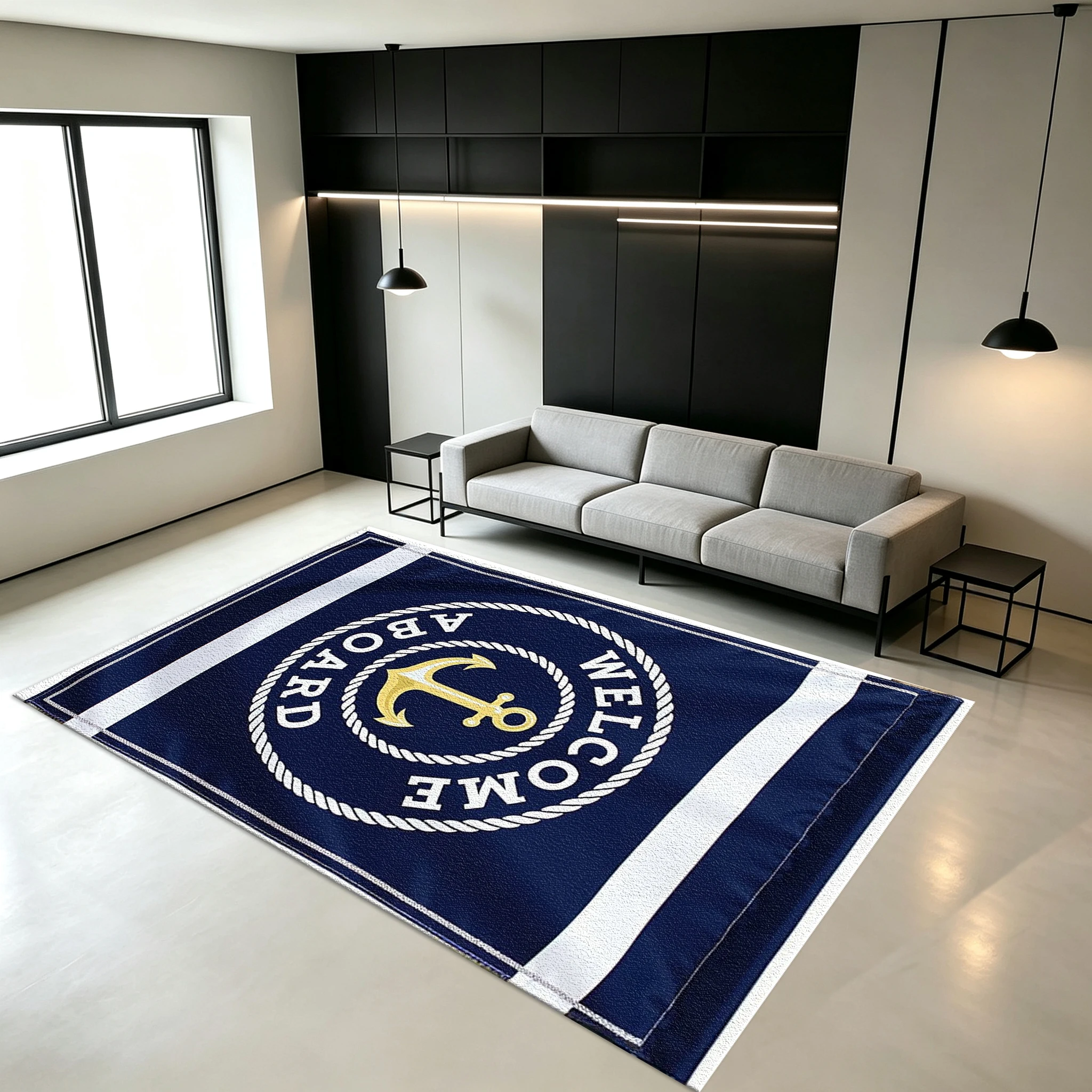 Nautical Style Anchor-Shaped Welcome Carpet Marine Nautical Style Non-Slip Floor Mat
