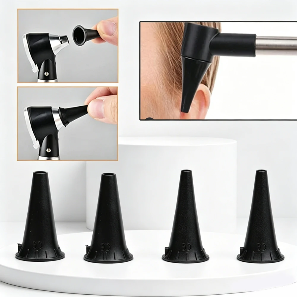 

100Pcs Black Reusable Human Non Disposable Ear Speculum Otoscope Accessory Nozzle Specula Cone Funnel Replacement Accessories