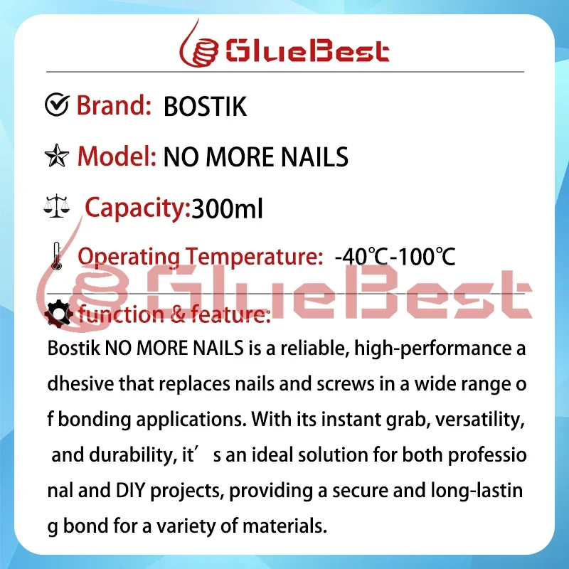Bostik NO MORE NAILS عامل معالجة متعدد الأغراض للترابط القوي والدائم في تطبيقات البناء المنتج الأصلي #6