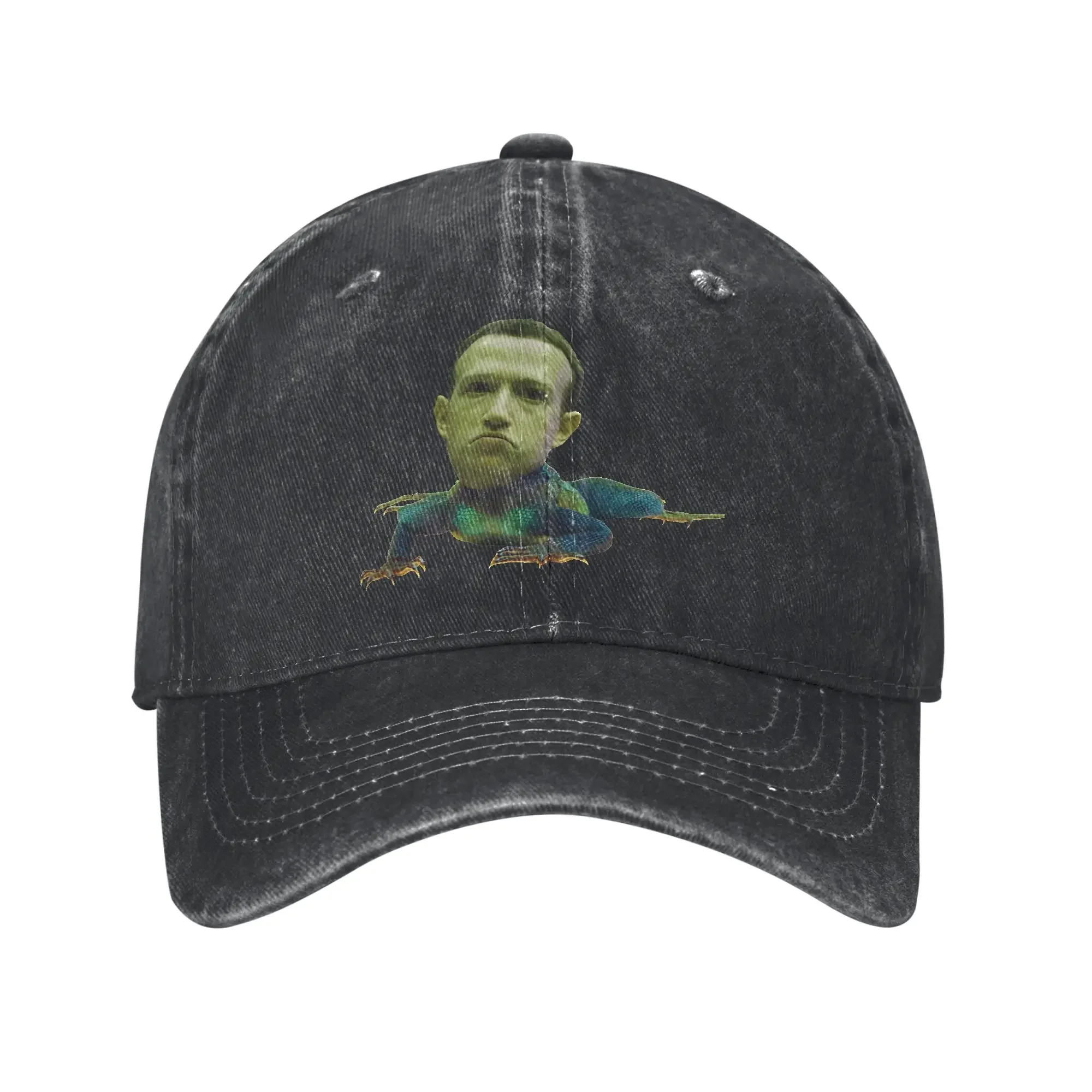Men Women Mark Zuckerberg Is A Lizard Printed Hat Classic Distressed Denim Washed Baseball Cap Adjustable