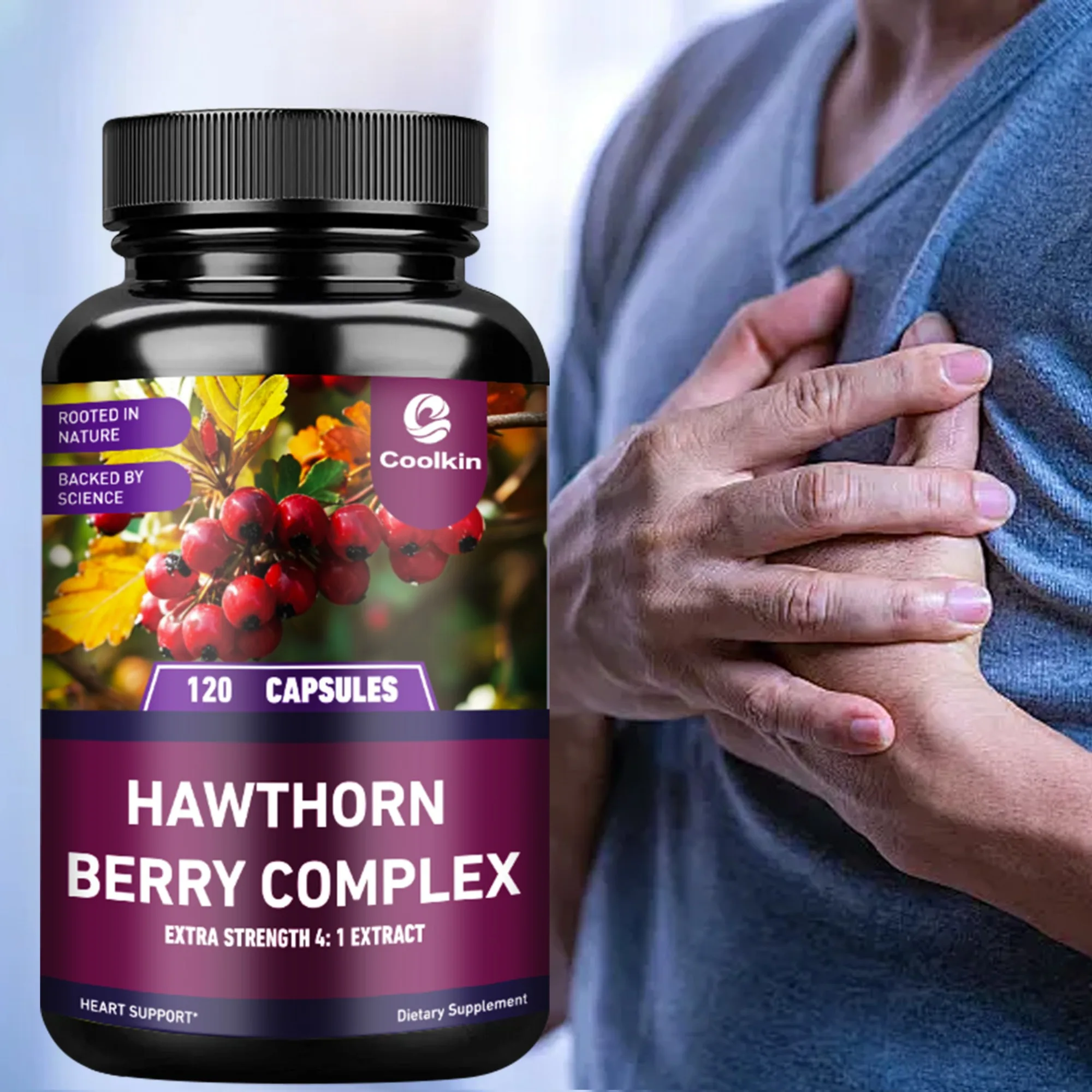 

Hawthorn Extract - Good for Heart and Digestive Health, Improves Blood Circulation - 120 Capsules