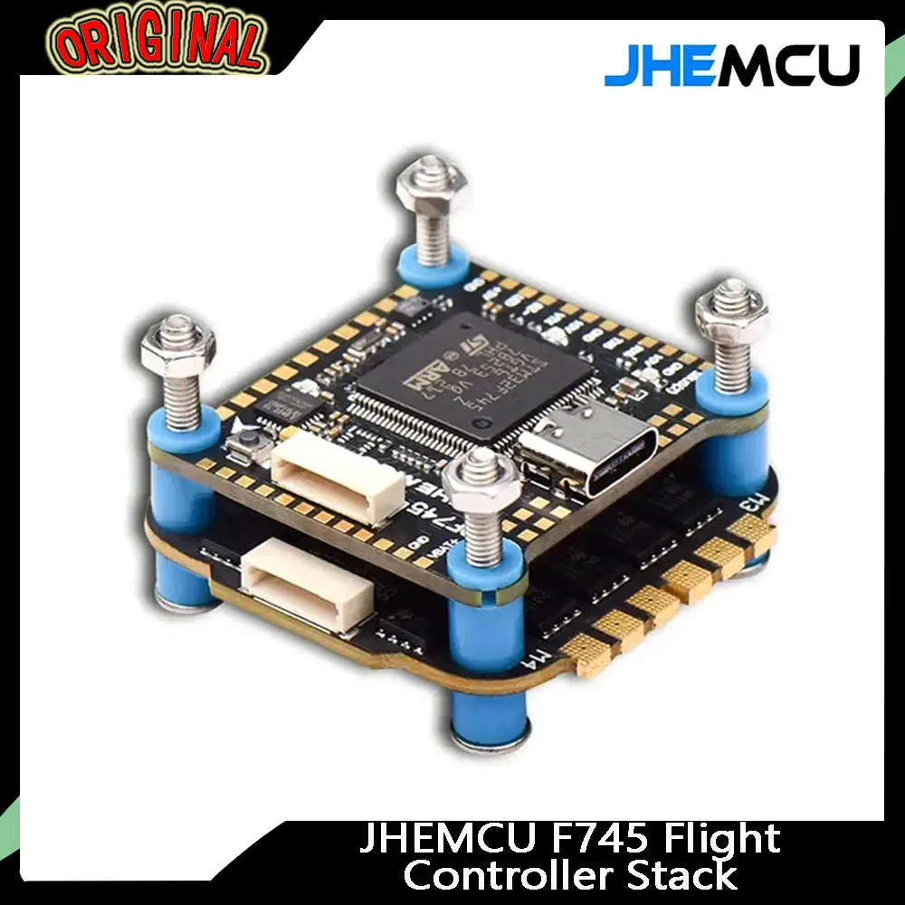 

Стек контроллера полета JHEMCU F745 — GF30F745 ICM FC, AM32A60 60A ESC 4-в-1, 3-6S, 30x30 мм для дронов FPV
