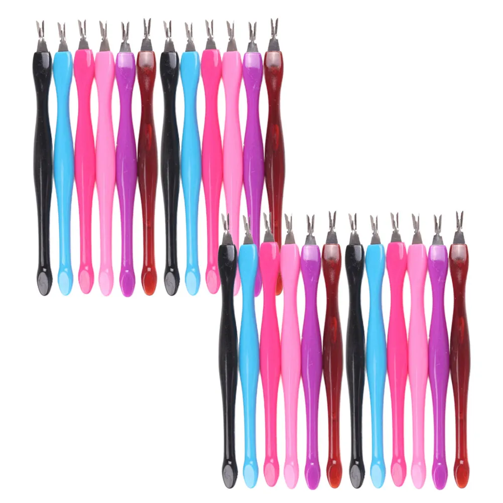 

Набор из 1 предмета: Премиальный пластиковый инструмент с ручкой из нержавеющей стали для удаления омертвевшей кожи и кутикулы, V-образная лопатка для точной чистки ногтей и гладкой кожи