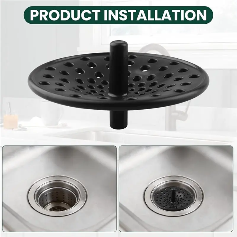 FYBL-Danco 10427 Kitchen Sink Garbage Disposal Strainer, Black Concave Drain Strainer, 3 Pack