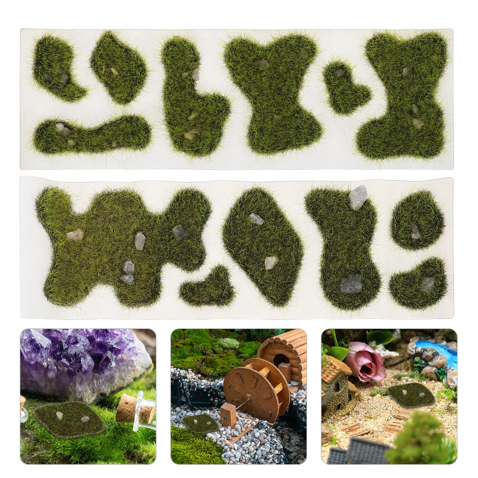 

2Pcs Green Artificial Grass Tufts Self Adhesive Micro Scenery Clusters for DIY Miniature Railroad Diorama Terrain Landscaping