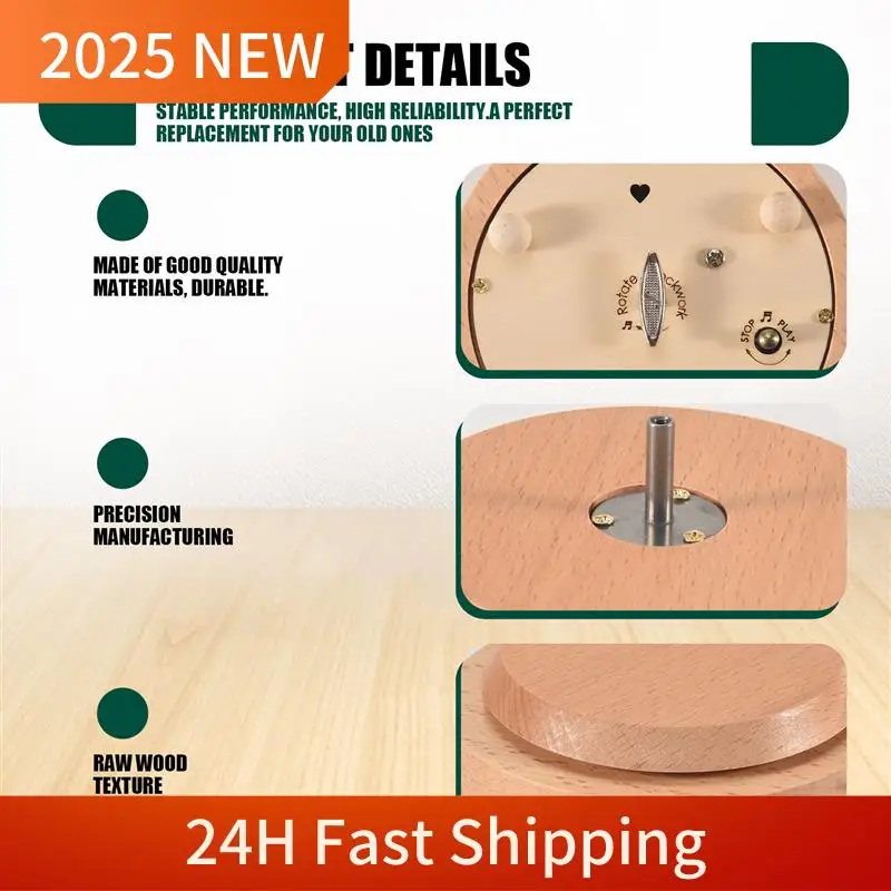 A49U Drewniana pozytywka Obrotowa okrągła podstawa DIY Rzemiosło artystyczne na świąteczne ozdoby dekoracyjne Prezent dla dzieci