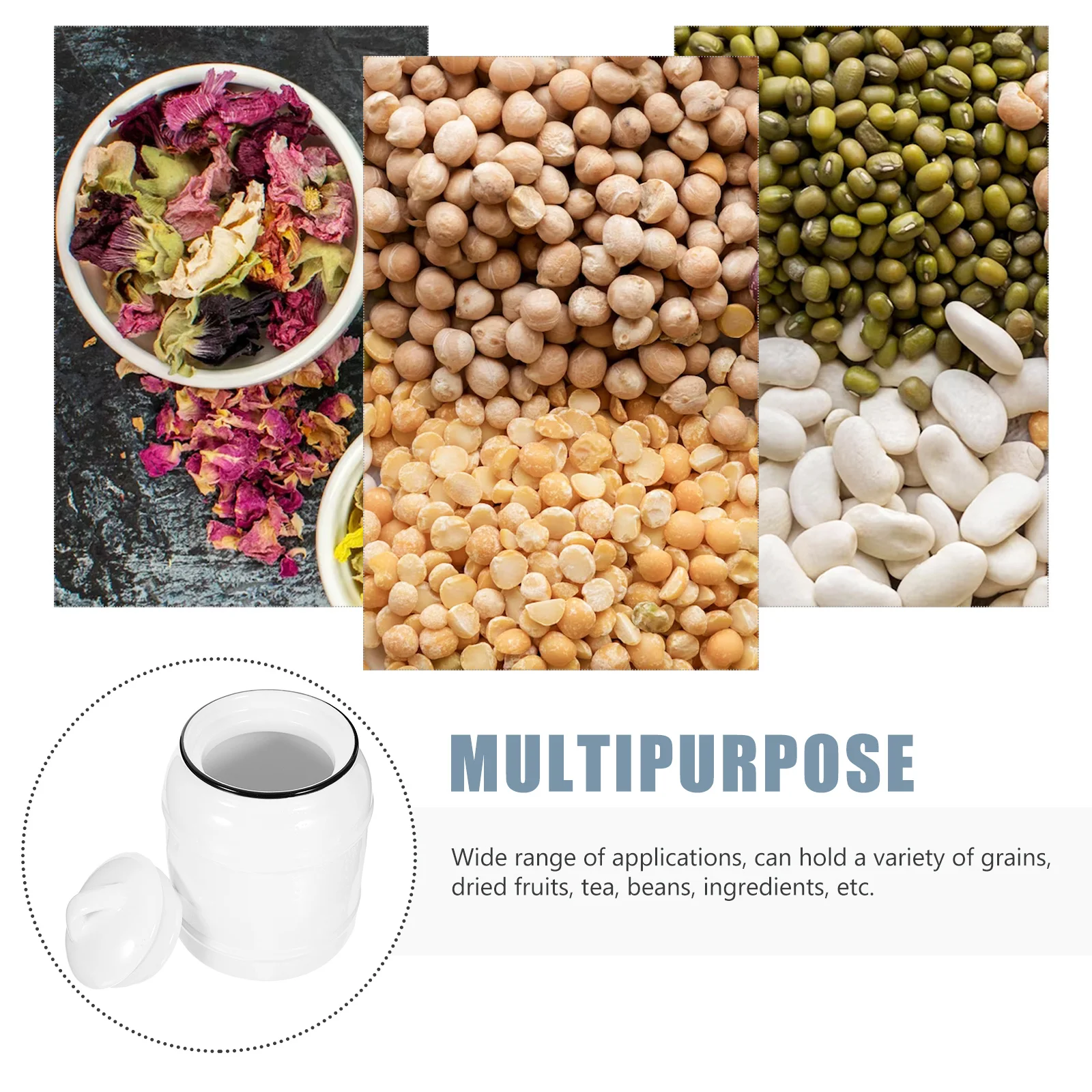 

Premium Ceramic Storage Jar with Airtight Lid for Dry Food Grains Loose Tea Beans Kitchen Countertop Canister Organizer