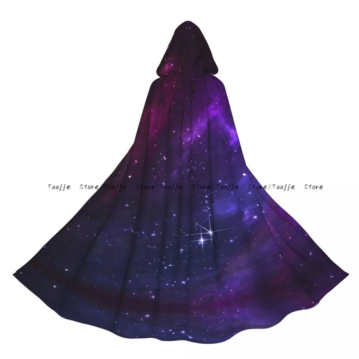 سديم مرصع بالنجوم الفضاء الخارجي الساحرة عباءة مقنعين تأثيري حلي هالوين الكبار حفلة طويلة الرأس