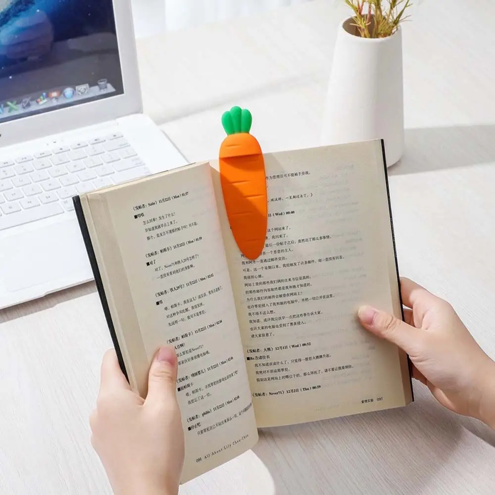 Kawaii Cute Gift Children DIY Silicone Carrot Bookmark School Supplies Office Stationery 3D Stereo Book Marks