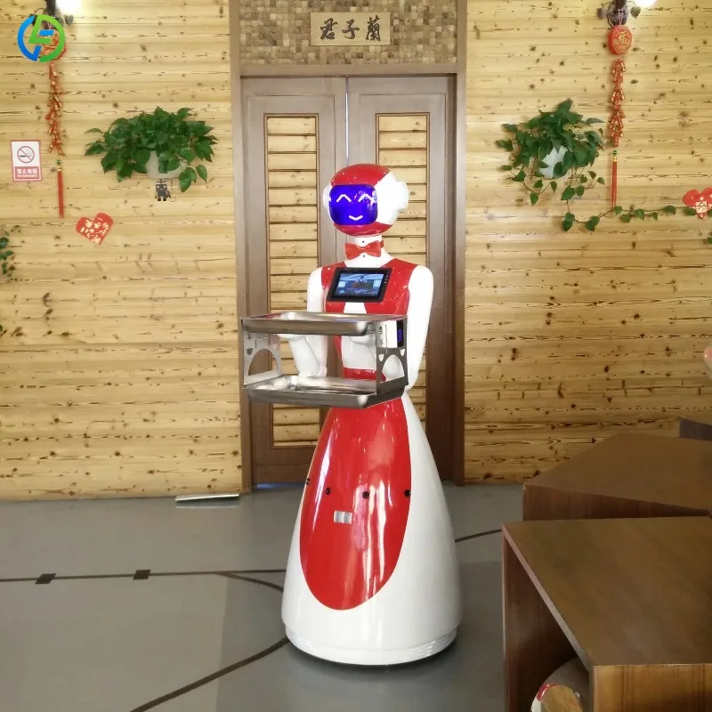 Customized Commercial Food Dish Delivery Robot With 5KG Capacity Facial Recognition For Hotel Business Center Food Industry view 2