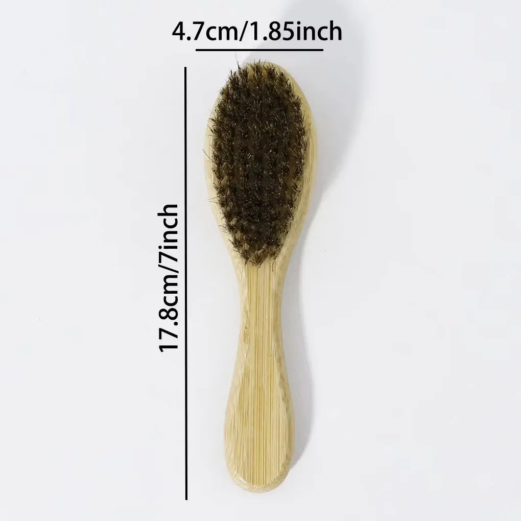 قطعة واحدة من فرشاة تشذيب اللحية البيضاوية المصنوعة من الخيزران والخشب، فرشاة تنظيف اللحية والشعر بشعيرات، خاصة للشعر المستعار الحقيقي