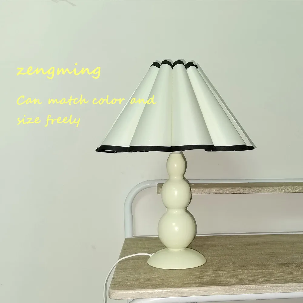 

Nordic Luxury Gourd Table Lamp Cream Retro Pleated Design Elegant Bedroom Study Lighting