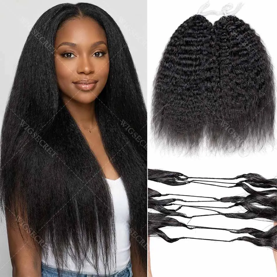 

Многоразовые прямые волосы для наращивания 12A, невидимые узлы, предварительно разделенные пряди для плетения в стиле бохо