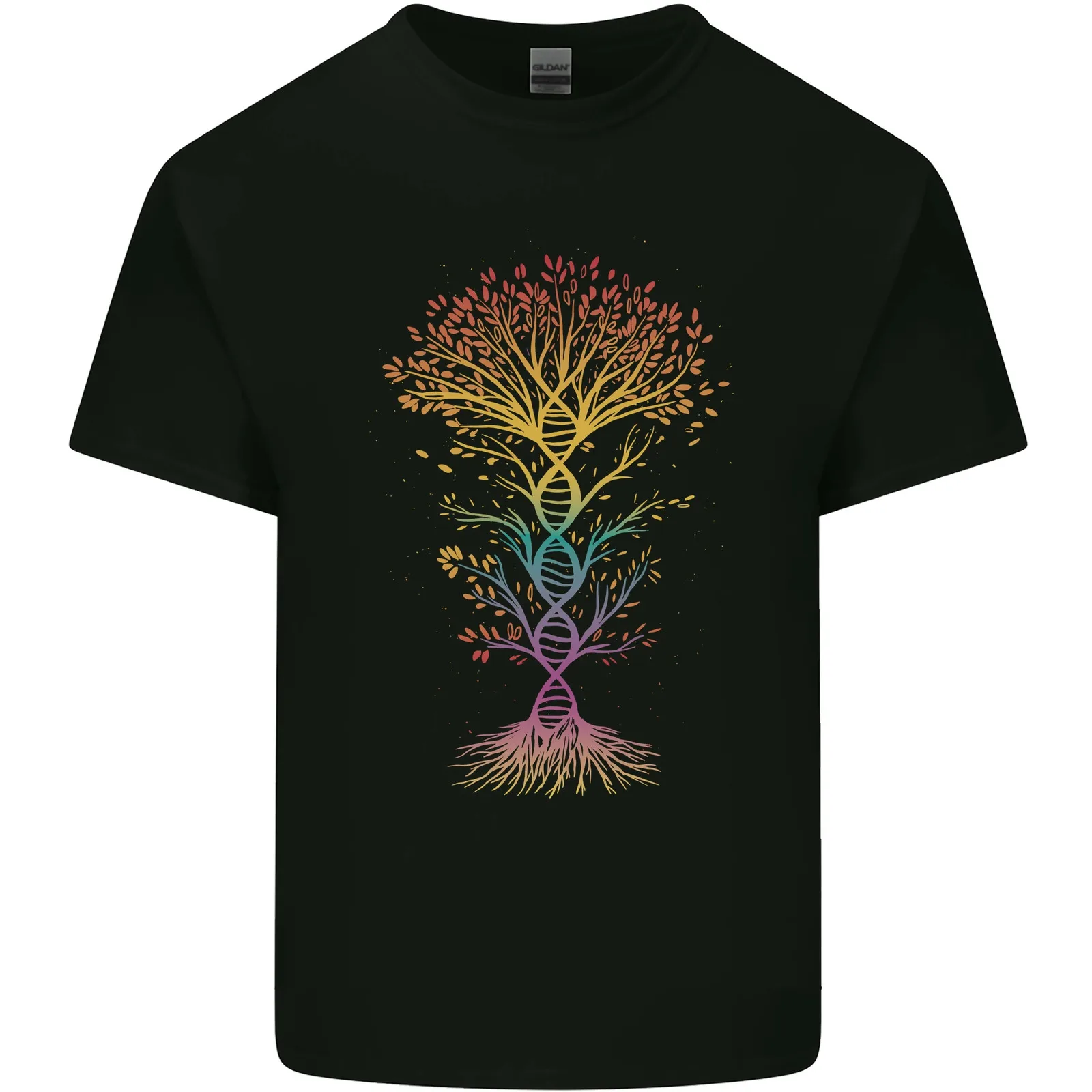 Colourful DNA Tree Biology Science Mens Cotton T-Shirt Tee Top