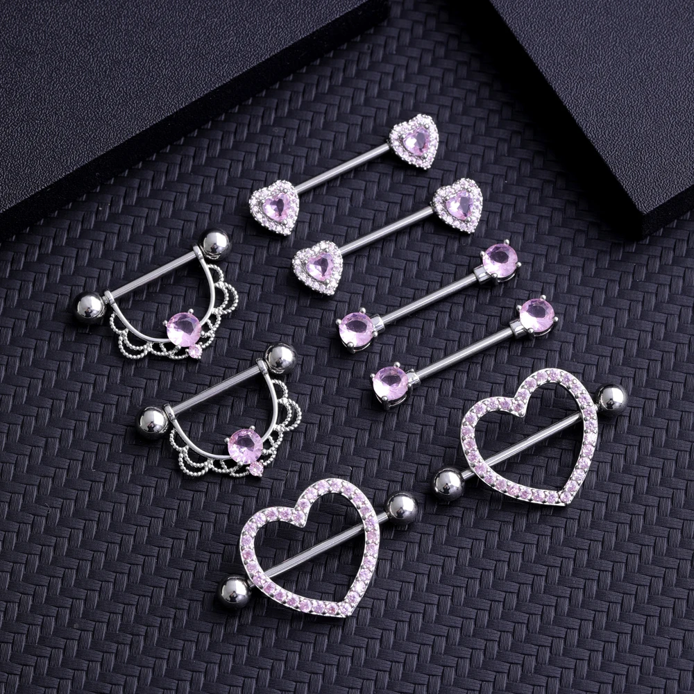 14G Edelstahl Nippelpiercing Set Nippelringe Barbell Pack Rote Kirsche Kuchen Nippel Schmuck Bulk Kristall Nippelpiercings – Detail 15