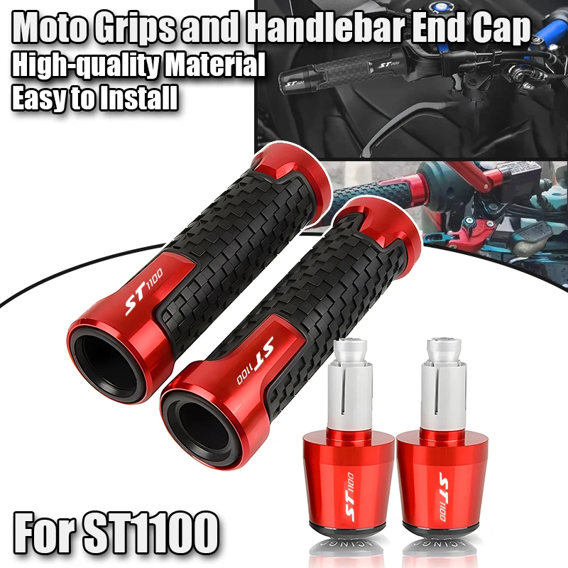 7/8'' Anti-Slip Grip Hand Motorcycle Handlebar Handle Bar Grips End Plugs For Honda ST1100 1996 1997 1998 1999 2000 2001 2002