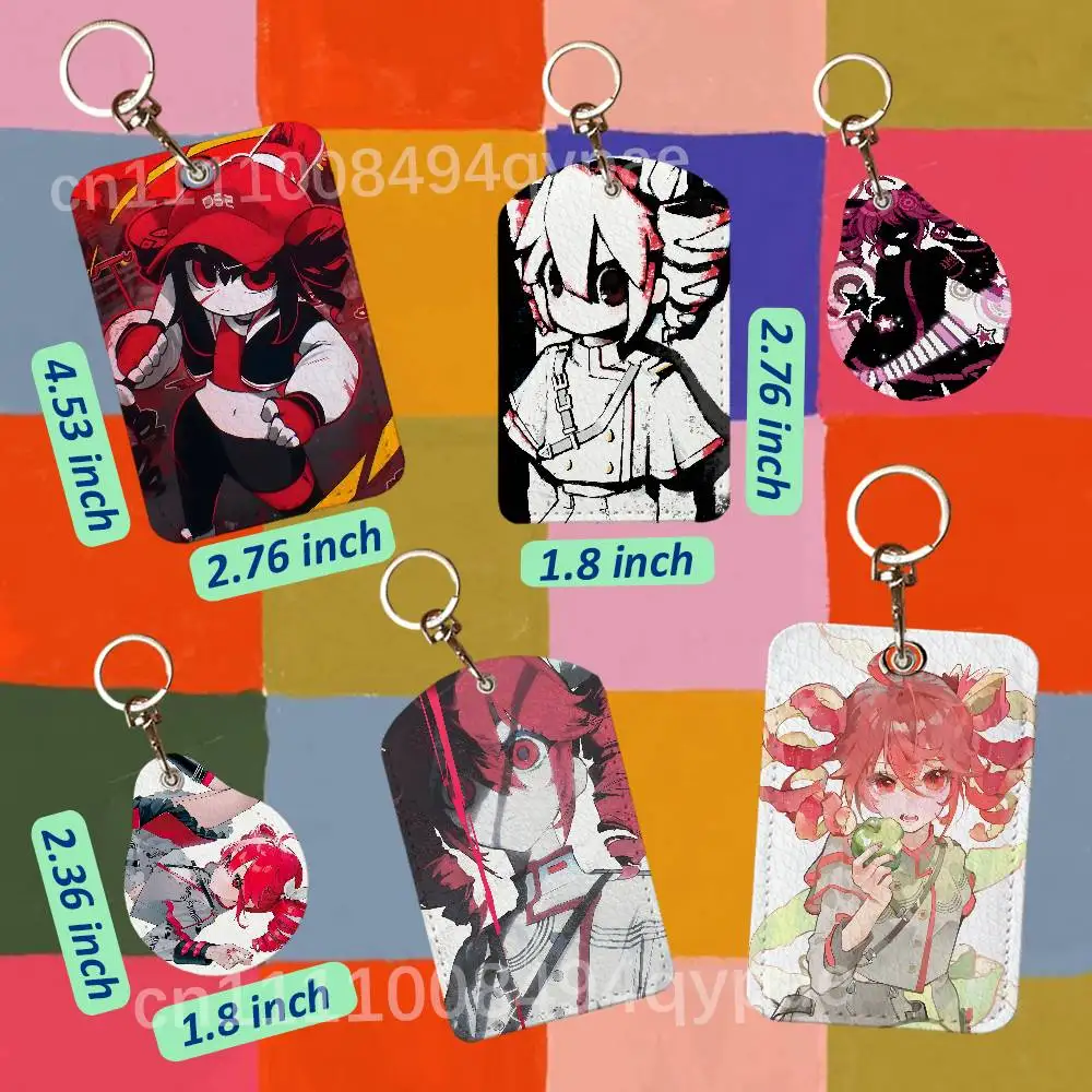 T-Teto Kasane Yararara Leather Access Card Case Anti-lost Card Holder Keychain Accessories Fingerprint-proof Key Tag Ring