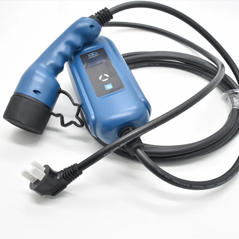 Blue car charging cable 16A Mode 2 female plug portable IEC EV charger cable type 2 ev connector