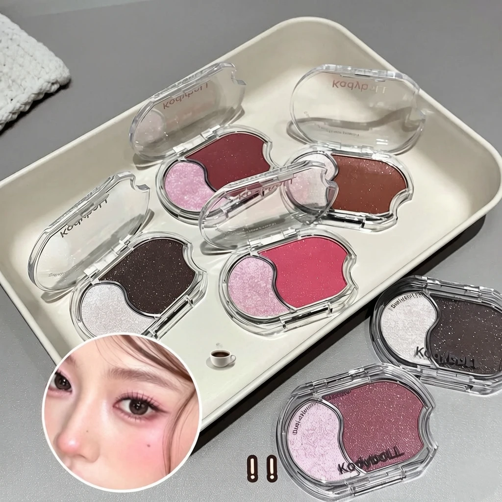 Two Color Multi Use Blush Highlighter Powder Matte Shimmer Dual Texture Multifunctional Cheek Eye Makeup Multiple Shades