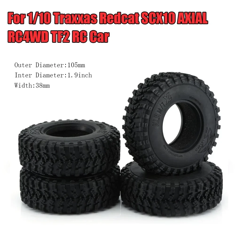 4PCS NEEBRC 1.9 Inch Tires Set Tyre for 1/10 RC Car Crawler Rubber Tire Rim Traxxas Slash 4x4 Trx4 Upgrade Parts Accessories