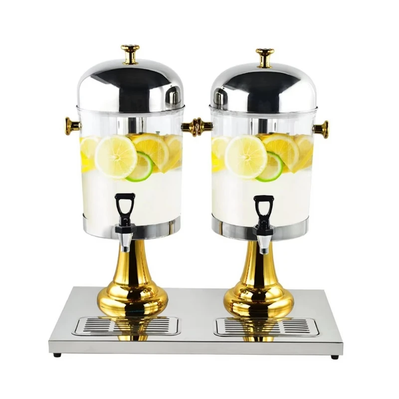 Double 16-liter stainless steel beverage dispenser with transparent container for hot, cold, juice, and iced beverages