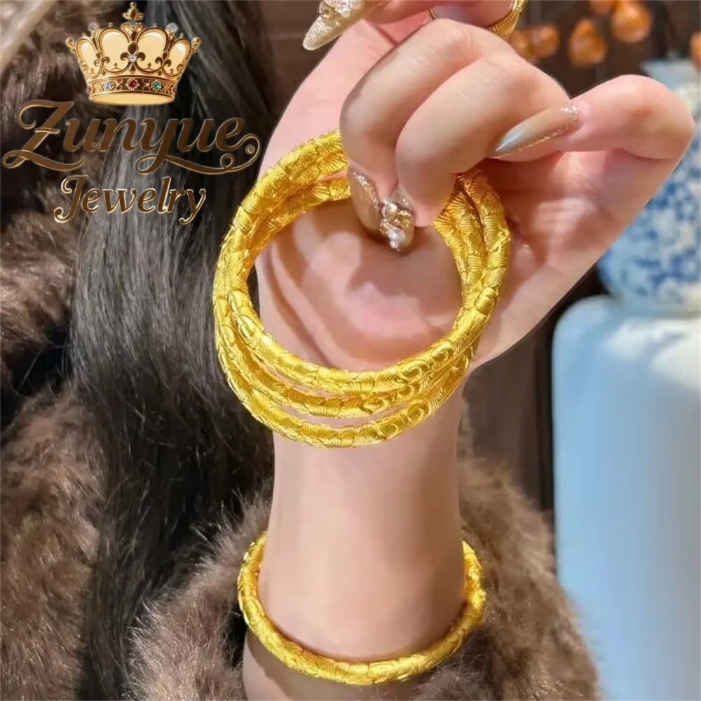 High-End Sand Gold Peony Flower Open Bracelet Luxury Quality Jewelry Best Selling Handicraft Gift For Friend Exquisite Popular