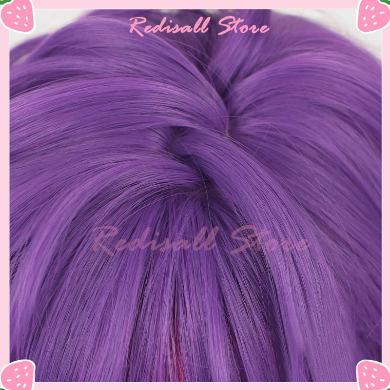 Peruca Uki Violeta Cosplay para homens e mulheres, cabelo resistente ao calor, roxo gradiente curto, couro cabeludo sintético em ziguezague, NOCTYX