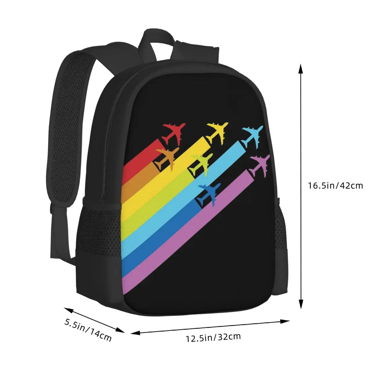 Rainbow Chemtrails For Airplanes Student Backpack School Bag Hiking Travel Daypack for Boys Girls Fashion Bookbag Shoulder Bags