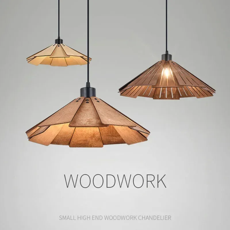 Retro Wooden E27 Ceiling Lamp LED Chandelier Vintage Straw Hat Style for Kitchen Bar Living Room Loft Hanging Lustre Droplight