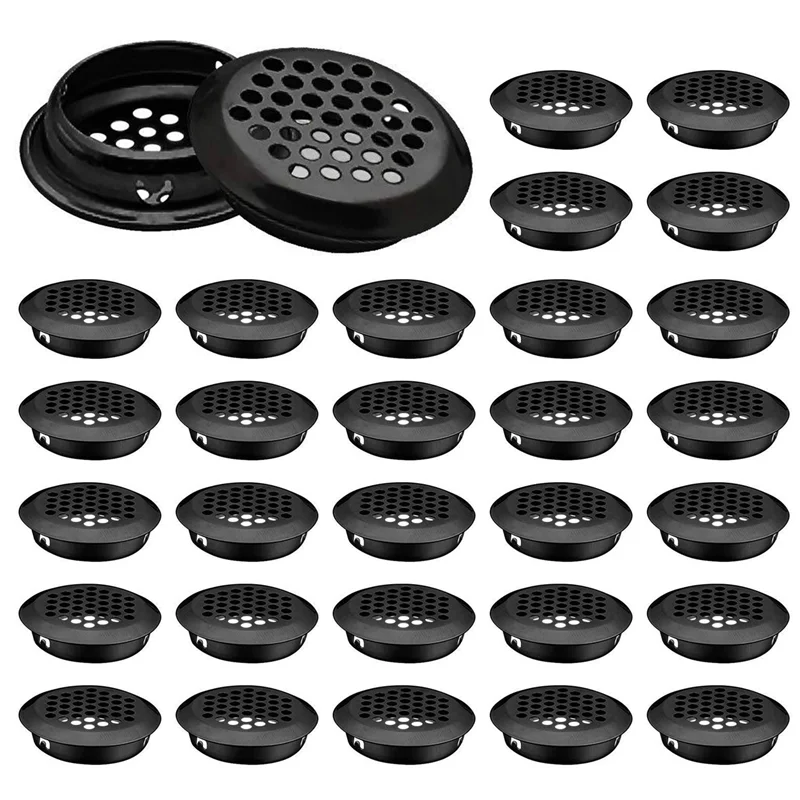 B84B-Air Vent Louver, 100Pcs 35Mm Stainless Steel Round Mesh Hole Circular Soffit Vent For Wardrobe Drawer Bookcase Kitchen