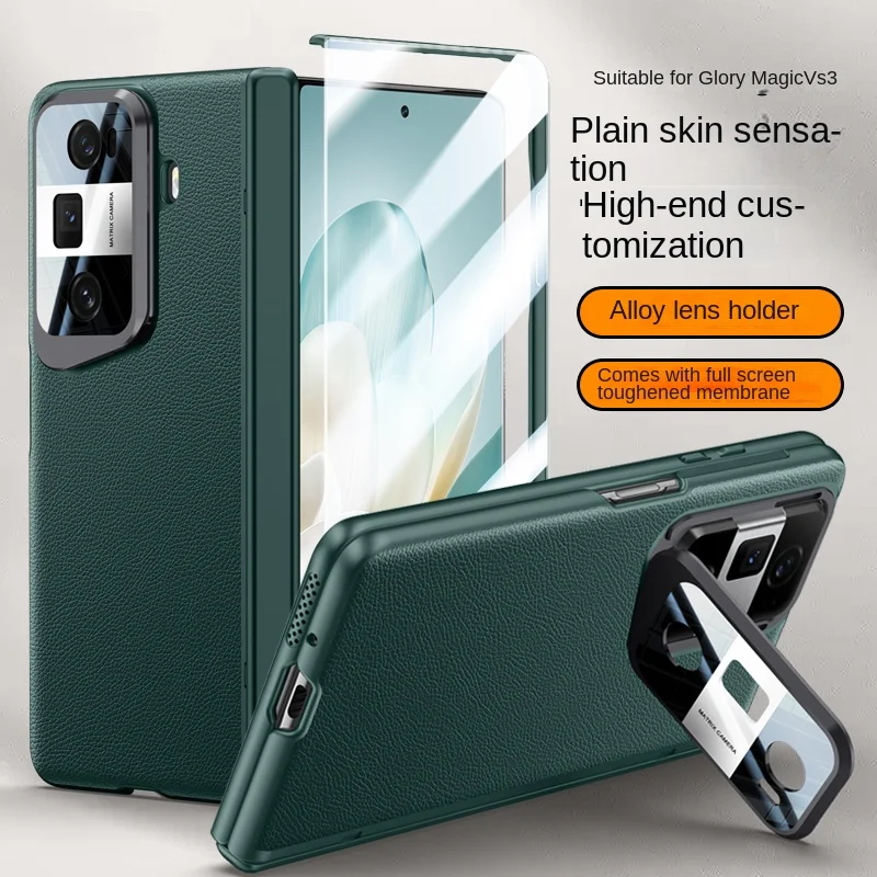 Luxury High End Glass Film Hinge HD screen Protector Back Cover For Honor Magic Vs3 Metal Camera bracket Shockproof Phone Case